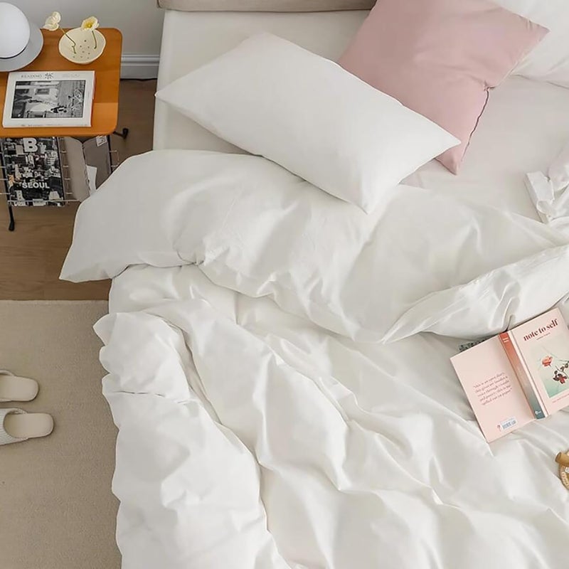 Cottonight White Comforter Sets Queen Pure White Bedding Comforter Queen Size Quilts Blanket Ultra Soft Breathabe Solid Bedding Set for Women Men Adults Teens - Image 5